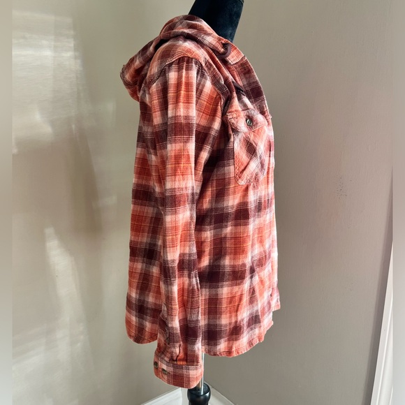 Carhartt Women’s Relaxed Fit Flannel Hooded Plaid shirt sz M (8-10) - Picture 6 of 10